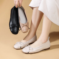 平底鞋2026春季新款圆头浅口单鞋女蝴蝶结鞋舒适百搭休闲妈妈鞋女