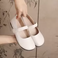 2026春季复古玛丽珍真皮休闲一字扣晚晚风浅口四季单鞋女圆头单鞋