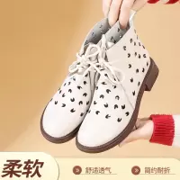 真皮厚底凉靴2026春夏季新款短靴镂空软底妈妈透气复古大码洞洞靴