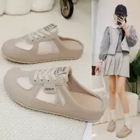 包头半拖鞋女外穿鞋2026夏季新款休闲一脚蹬懒人薄底小白鞋