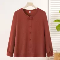 2026年休闲T恤衫洋气妈妈装上衣女大码宽松春秋衣服中老年女装薄