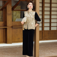 2026年国风三件套妈妈装洋气中老年人衣服40-60岁中年装50岁中年