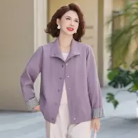 2026年女士休闲外套妈妈装40岁中老年人洋气风衣外套小翻领50岁女
