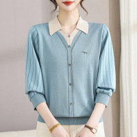 2026年女装新款针织衫中老年妈妈装40岁衬衫领长袖春装衣服60岁女