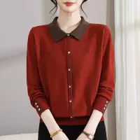 2026年新款妈妈装针织衫女洋气简约长袖中老年女装上衣40岁