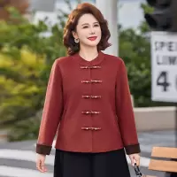 中式复古妈妈装外套40-60岁洋气中老年人春装呢子衣服春秋款国风