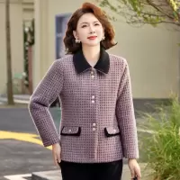 中老年妈妈装短款仿貂毛外套女春装新款春秋40-60岁春款2026年新