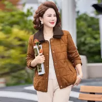 中老年妈妈装翻领外套女洋气春装40-60岁短款薄款棉服女大码宽松