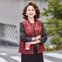 女装新款妈妈马甲外套时尚气质中老年马夹40-60岁中式国风衣服女
