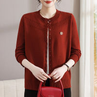 妈妈装40-60岁女装长袖款中老年女士休闲上衣针织衫50岁女2026年