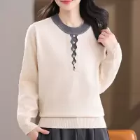 新款假两件妈妈针织衫女洋气中老年人长袖春秋衣服40-60岁毛衣