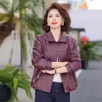 新款女装40-60中老年女士休闲外套妈妈款春装皮衣PU皮50岁衣服女