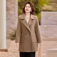 新款妈妈中老年中长款休闲大衣春季中年装西装领女士休闲服装2026