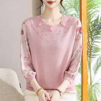 新款妈妈中老年女洋气针织衫气质纱袖40-60岁气质中年女休闲上衣