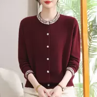 新款妈妈中老年女装针织衫40-60岁洋气毛衣开衫气质长袖衣服50岁