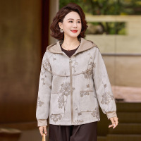 新款连帽妈妈装外套春季衣服中老年女装大码休闲春秋衣服薄款