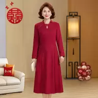 时尚女装婚宴妈妈装洋气中老年女士气质长裙子复古婆婆装喜庆衣服