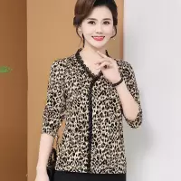 时尚简约妈妈春装上衣女洋气豹纹款中老年女装服装打底衫女装