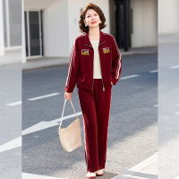 时尚翻领妈妈装运动套装你洋气中老年人春装两件套运动服40-60岁