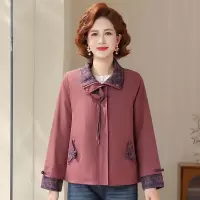 气质休闲妈妈装外套时尚翻领女装中老年衣服大码宽松春装40-50-60