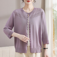 气质新款妈妈装针织上衣40-60岁中老年女装50岁七分袖套头小衫女