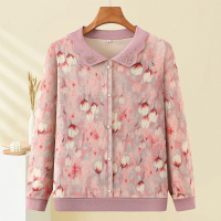 翻领烫钻妈妈装时尚女装中老年人针织衫40-60岁50岁衣服中年装春