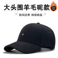 原创设计小图案秋冬季高尔夫鸭舌帽男双面呢羊毛大头围棒球帽子女