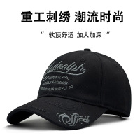 软顶纯棉舒适帽子男士大头围加大大号鸭舌帽男春秋简约时尚棒球帽