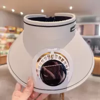 夏季韩版纯色太阳能风扇帽女弯檐户外运动清凉防晒空顶帽自动充电