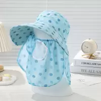 女遮阳防晒帽子采茶遮脸遮阳帽子韩版大檐口罩披肩户外骑车太阳帽