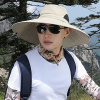 帽檐15cm大沿夏季男式太阳帽钓鱼登山渔夫帽沙滩旅游防晒遮阳帽子