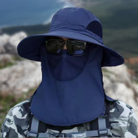 户外遮脸护颈披肩防晒帽夏季大帽檐男女防紫外线太阳帽登山渔夫帽