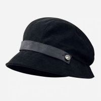 日系灯芯绒黑色渔夫帽女休闲百搭素颜盆帽大头围显脸小水桶帽子