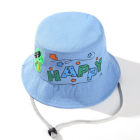 儿童渔夫帽户外出游卡通恐龙防风遮阳帽男女童可爱宝宝帽厂家盆帽