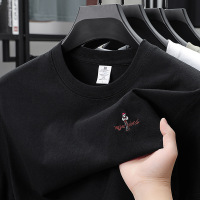 纯棉刺绣短袖男T恤2026夏季新款重磅220克新疆长绒棉男士T恤