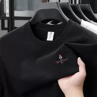 纯棉刺绣短袖男T恤2026夏季新款重磅220克新疆长绒棉男士T恤