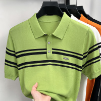 夏季新款冰丝针织伊力特短袖男T恤轻奢高品质翻领透气薄款polo衫
