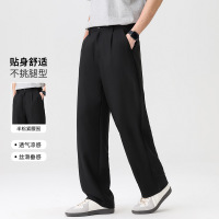 半松紧腰男士亚麻直筒休闲裤男裤2026春夏透气凉感宽松裤子男款夏