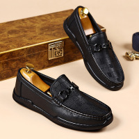 牛皮新款男鞋英伦休闲百搭皮鞋一脚蹬开车豆豆鞋潮鞋真皮工作鞋子