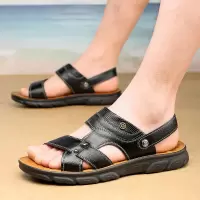 2026夏季新款男皮凉鞋真皮厚底防滑沙滩鞋两用休闲软底凉拖