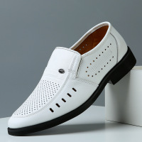 大码男鞋夏季透气镂空特大码鞋子男士真皮白色皮凉鞋商务47码凉鞋