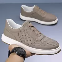 头层牛皮夏季新款男士凉鞋真皮休闲打孔鞋子镂空透气皮鞋男款男鞋