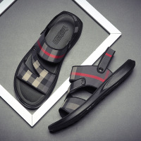 网红拖鞋男潮室外格子一字拖夏韩版个性沙滩凉鞋男士越南外穿凉拖