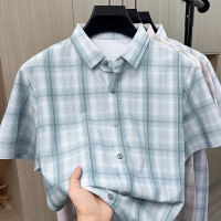 夏季新款男士免烫垂感翻领短袖衬衫商务休闲百搭通勤舒适透气