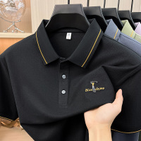 夏季新款男士纯色翻领套头休闲简约时尚商务轻薄透气舒适男装