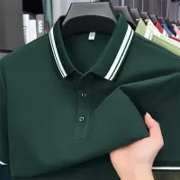 夏季新款男士丝光棉纯色翻领短袖T恤轻商务简约轻薄透气舒适