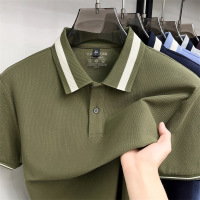 夏季新款男士纯色翻领短袖纯棉T恤休闲时尚青年透气舒适丝光棉