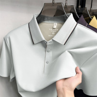 夏季新款男士翻领短袖T恤纯色透气舒适轻薄商务休闲简约男装