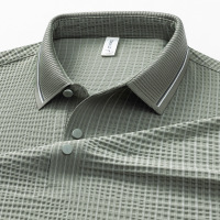 春夏新款男士短袖T恤简约潮流翻领青年舒适休闲纯色透气薄款