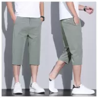 冰丝男士短裤夏季百搭透气7分休闲短裤男潮流空调直筒七分裤薄款
